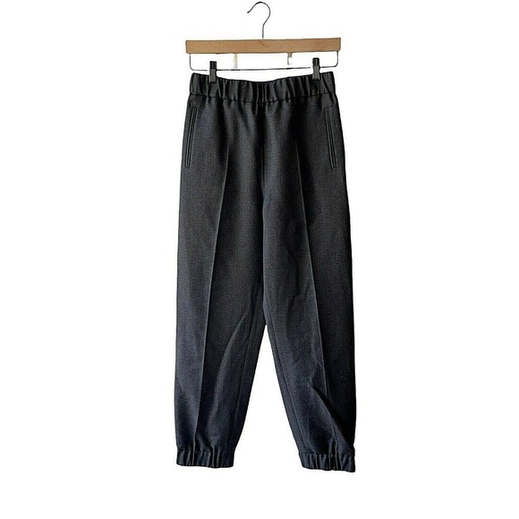 Ganni Women's (Waist 28 inches) Phantom Gray Wool Blend Jogger Pants - New